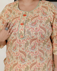 Plus Size Multicolor Cotton Floral Print Straight Kurta-100055
