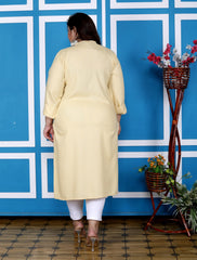 Plus Size Chiku Cotton Blend Straight Kurta-100234