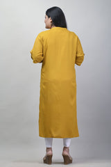 Plus Size Mustard Cotton Blend Straight Kurta-621