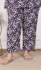 Plus Size Purple Poly crepe Floral Print Co-ord Set -120048