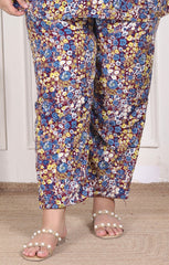 Plus Size Maroon Poly crepe Floral Print Co-ord Set -120051