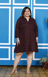 Plus Size Printed Women Purple Tunic Dress-1300009