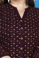 Plus Size Printed Women Purple Tunic Dress-1300009