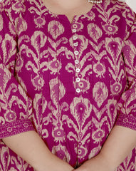 Plus Size Printed Women Pink Tunic Dress-1300017