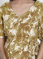 Regular Size Mustard Floral Print Flared Maternity Gown-1400016