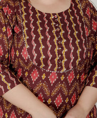 Plus Size Black Cotton Printed Kurta Pant Set with Dupatta-200076