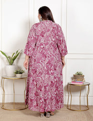 Plus Size Purple Cotton Blend  Print Aline Kurta-400067