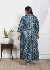 Plus Size B.Green Cotton Blend  Goldn Print  Aline Kurta-4100046