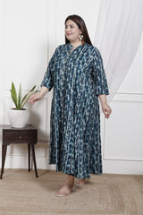 Plus Size B.Green Cotton Blend  Goldn Print  Aline Kurta-4100046