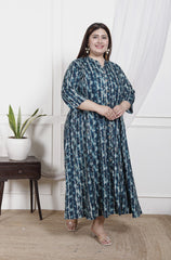 Plus Size B.Green Cotton Blend  Goldn Print  Aline Kurta-4100046