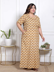 Yellow Floral Plus Size Nightgown – Comfortable Sleepwear for Women