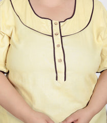 Beige Solid Plus Size Nightgown – Comfortable Sleepwear for Women