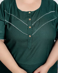 Green  Solid Plus Size Nightgown – Comfortable Sleepwear for Women