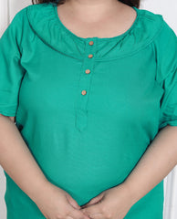 Rama Green  Solid Plus Size Nightgown – Comfortable Sleepwear for Women