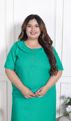 Rama Green  Solid Plus Size Nightgown – Comfortable Sleepwear for Women