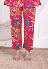 Regular Size Pink Cotton Floral Print Co-ord Set -AX-120017