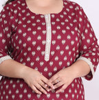 Maroon Pure Cotton Floral Print Straight Kurta-100007
