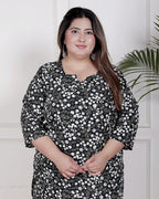 Plus Size Poly Crepe Floral Print  Straight Kurta Green-100061