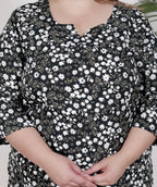 Plus Size Poly Crepe Floral Print  Straight Kurta Green-100061