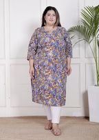 Plus Size Poly Crepe Floral Print  Straight Kurta Maroon-100067