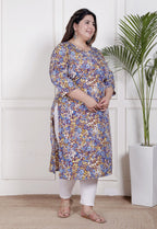 Plus Size Poly Crepe Floral Print  Straight Kurta Maroon-100067