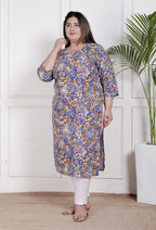 Plus Size Poly Crepe Floral Print  Straight Kurta Maroon-100067