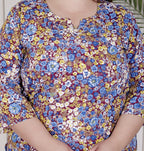 Plus Size Poly Crepe Floral Print  Straight Kurta Maroon-100067