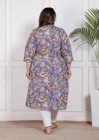 Plus Size Poly Crepe Floral Print  Straight Kurta Maroon-100067