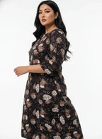 Plus Size Poly Crepe Floral Print  Straight Kurta Brown-100068