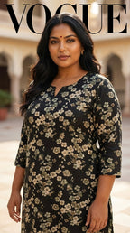 Plus Size Poly Crepe Floral Print  Straight Kurta Green-100072