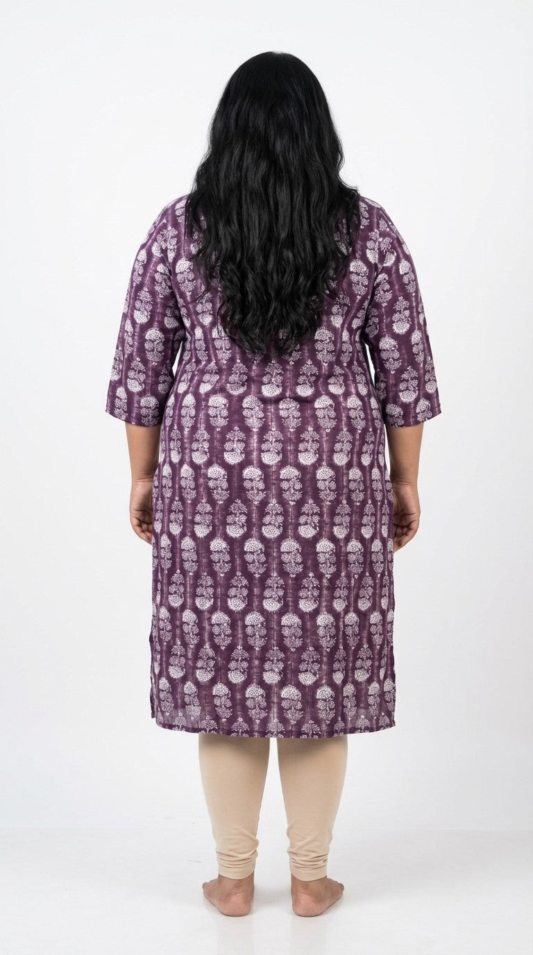 Plus Size Poly Crepe Floral Print  Straight Kurta Purple-100080 Secondary image