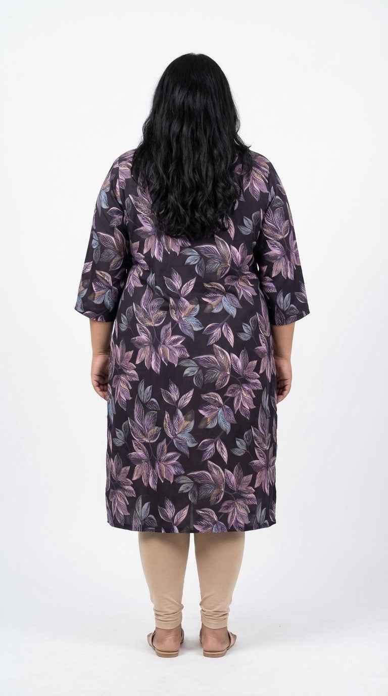 Plus Size Poly Crepe Floral Print  Straight Kurta Purple-100082 Secondary image