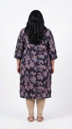 Plus Size Poly Crepe Floral Print  Straight Kurta Purple-100082