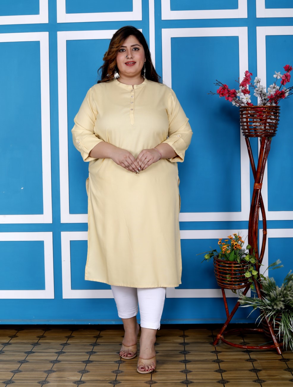Plus Size Chiku Cotton Blend Straight Kurta-100234 Secondary image