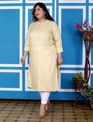 Plus Size Chiku Cotton Blend Straight Kurta-100234
