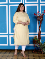 Plus Size Chiku Cotton Blend Straight Kurta-100234