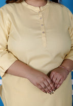 Plus Size Chiku Cotton Blend Straight Kurta-100234