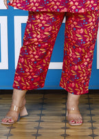 Plus Size Pink Cotton Floral Print Co-ord Set -1200007