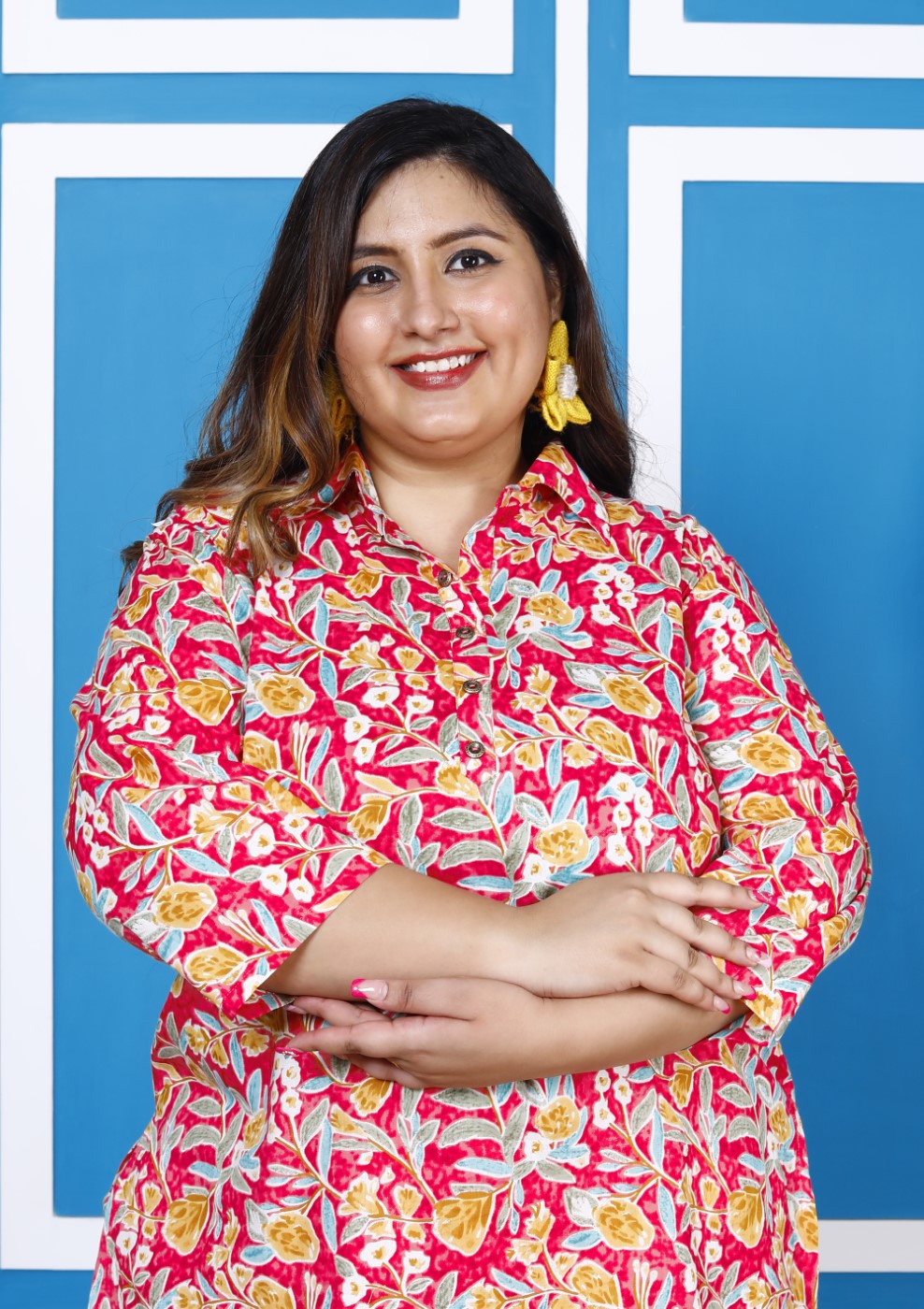 Plus Size Pink Cotton Floral Print Co-ord Set -1200008