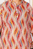 Plus Size Rust Cotton Floral Print Co-ord Set -1200011