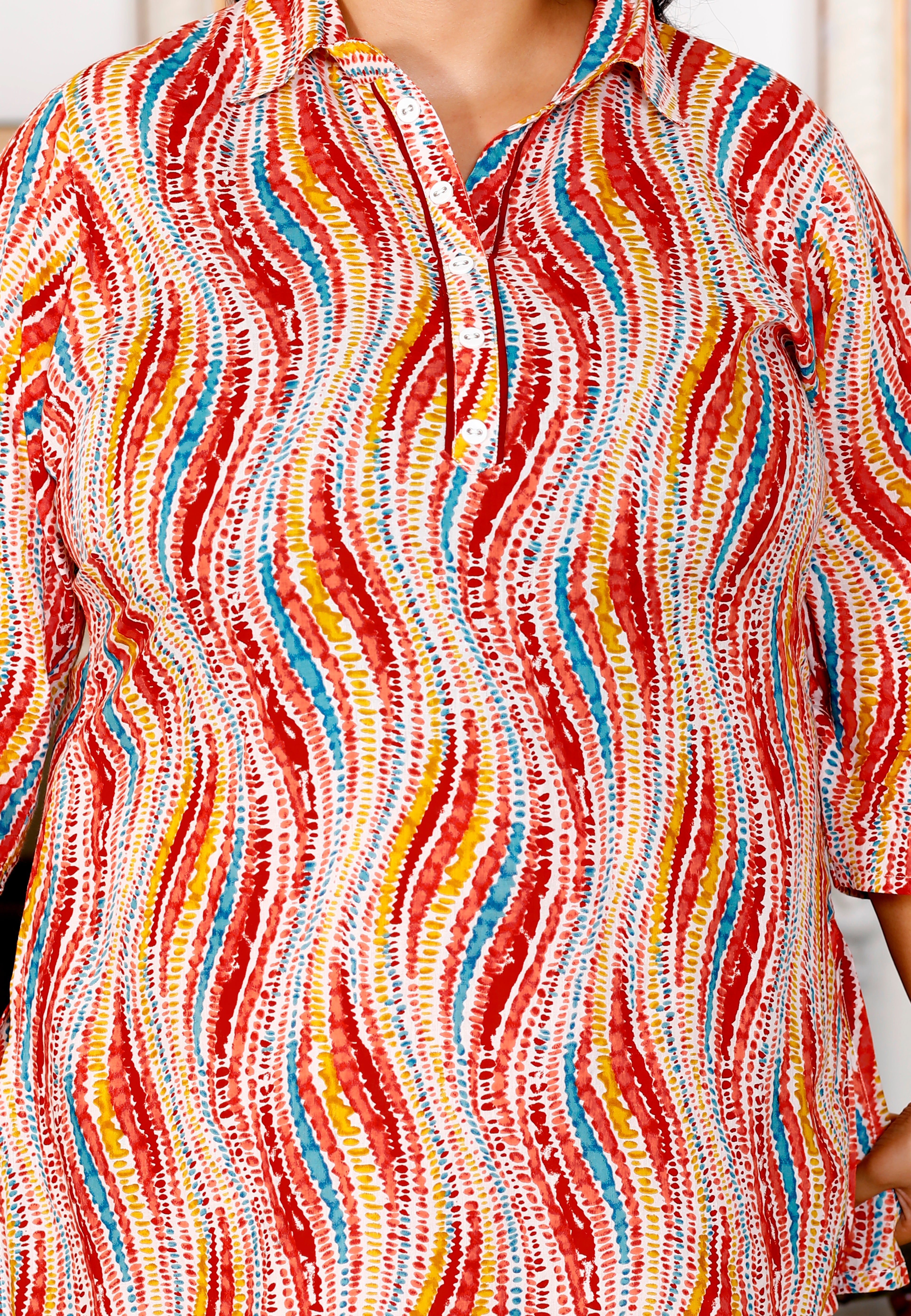 Plus Size Rust Cotton Floral Print Co-ord Set -1200011