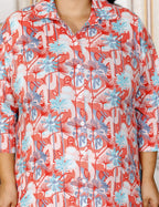 Plus Size Pink Cotton Floral Print Co-ord Set -1200014