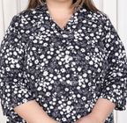 Plus Size Black  Poly crepe  Floral Print Co-ord Set -120047