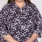 Plus Size Purple Poly crepe  Floral Print Co-ord Set -120048
