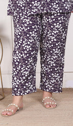 Plus Size Purple Poly crepe  Floral Print Co-ord Set -120048