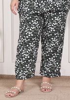 Plus Size Green Poly crepe  Floral Print Co-ord Set -120050