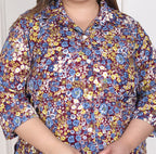 Plus Size Maroon Poly crepe  Floral Print Co-ord Set -120051