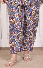 Plus Size Maroon Poly crepe  Floral Print Co-ord Set -120051