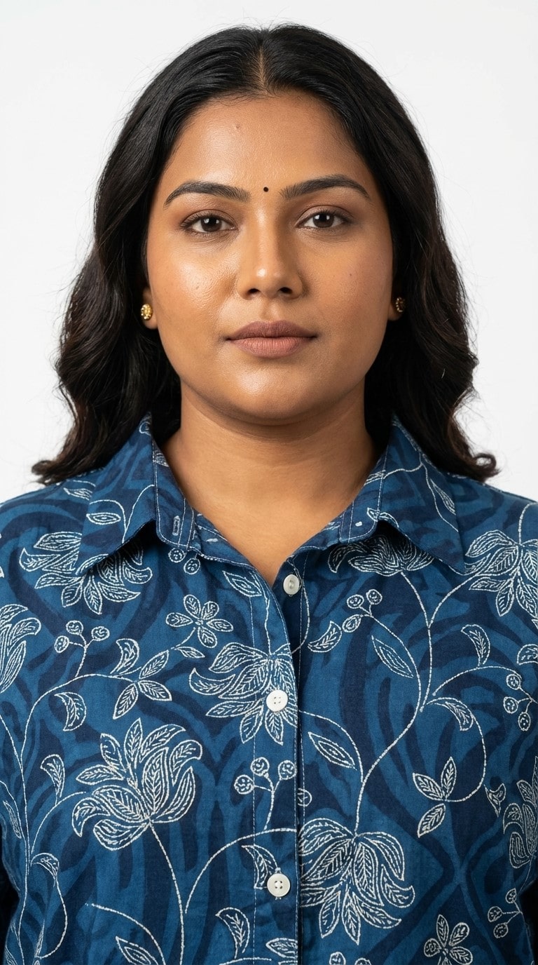 Plus Size Blue Cotton Floral Print Co-ord Set -120057