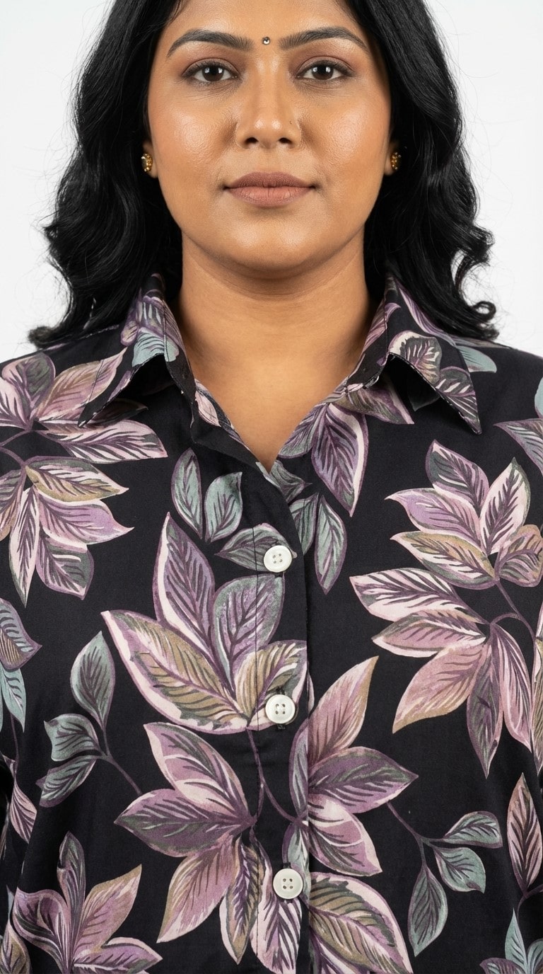 Plus Size Purple Poly crepe  Floral Print Co-ord Set -120064 Secondary image